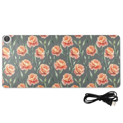 Tapis de souris chauffant floral pour un grand bureau d'ordinateur chaleureux en hiver