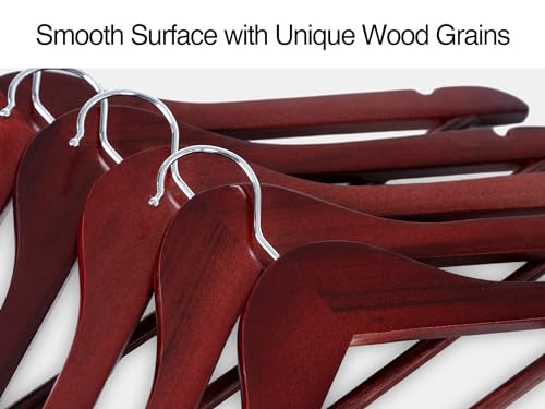 StorageWorks Wooden Hangers 30 Pack, Wood Coat Hanger for Coats, Shirts, Jackets, Pants, Suits, Dark Cherry Color
