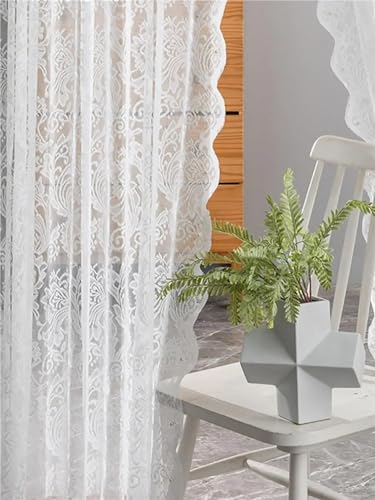 Rideau dentelle blanc 140x260 cm pour salon et chambre rurale - 6