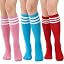 3 Pairs Knee High Socks: Pink/Red/Blue