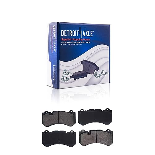 Image of Detroit Axle - Front Ceramic Brake Pads w /Hardware & Cleaner Fluid for 2007-2010 Mercedes-Bnez CLS63 AMG - [2007-2009 /2011 SL65 AMG] - See Fitment