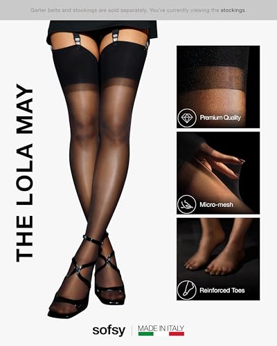 Image of sofsy Premium High-Waist Mesh Garter Belt | 6-Strap Suspender Lingerie for Women's Thigh High Stockings with Metal Clips