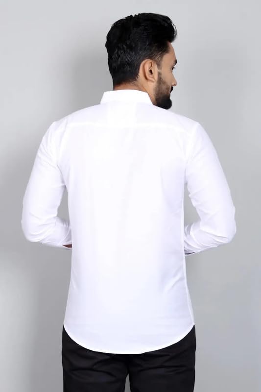 Image of DEELMO Men Solid Slim Fit Casual Overshirt Style Shirt | Full Sleeve Button-Down Layering Shirt Smart Casual Look