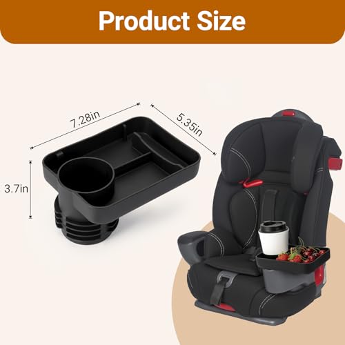 Image of Car Seat Cup Holder Snack Tray - Travel Tray for Kids Car Seat,Silicone Car Seat Cup Tray, Travel Tray for Car Seat with Expandable Base Fits Most Cup Holders