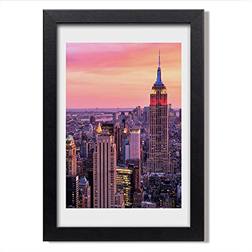 Cadre photo 20x30 cm Tulup en bois MDF avec affiche moderne New York ouest pour décoration
