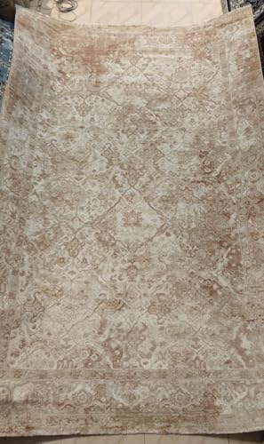 Image of 3x5 Feet (90x150 CM) Carpet for Bedroom Living Room & Hall - Rust Traditional Modern Abstract Geometric Silk-Touch Luxury Hotel-Style Washable Anti-Skid Turkish Area Rug