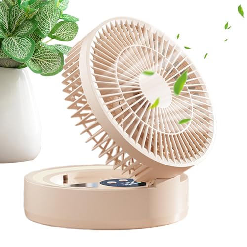 Ventilateur de bureau USB rechargeable 5 vitesses avec miroir LED - 8
