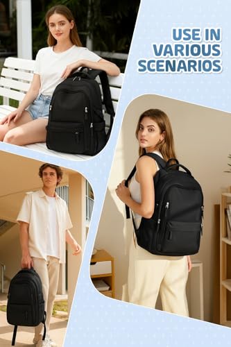 Image of Flamebird Professional Black Laptop Backpack for Men & Women - Water Resistant Business Travel Bag with Multi-Pocket Organizer - Casual Daypack for Office, College & Commute-30L