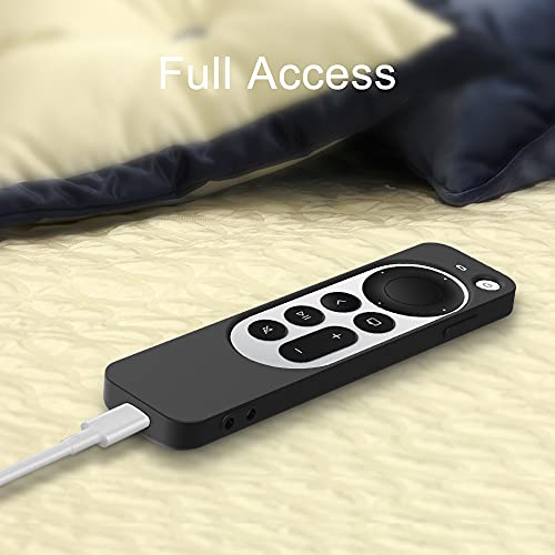 Bright Carcasa de silicona para Apple TV 4K Siri Remote (2021 2ª generación), cubierta protectora para Apple TV 4K Siri Remote (2021 2ª generación) (negro)