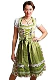 Fuchs Trachtenmoden Farbenfrohes Verspieltes Midi Dirndl mit Blumenmuster und Spitzen - 60cm - Hellgrün - Gr. 38