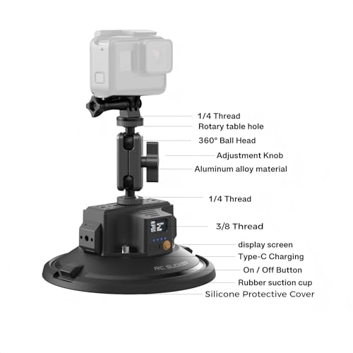 RC SUCKER 4.5" Electric Suction Cup Camera Mount with Ball Head Magic Arm - image 9