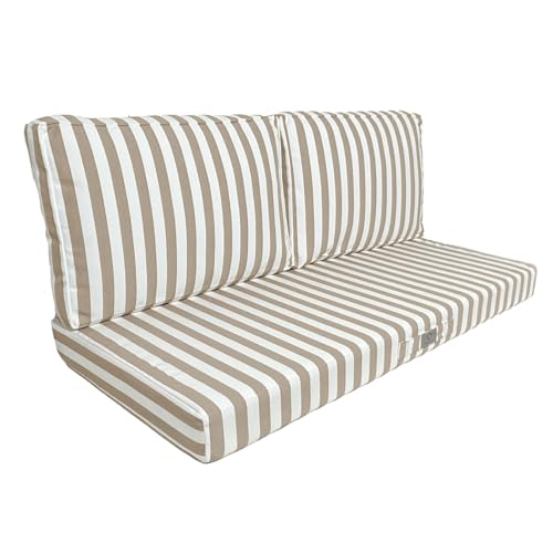 Déco Arts — Lot de 3 Coussins Déhoussables Salon Jardin 120x60 — Assise 120x60 + 2 Dossiers 60x35 cm — Imperméable Anti-UV — Remplacement Mobilier...
