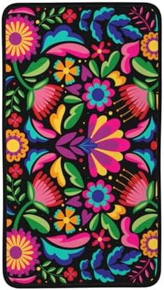 Colorful Floral Mexican Hand Towels for Bathroom Kitchen Towels Highly Absorbent Washcloths Soft Hand Towel Coral Velvet Drying Towel 16x28in Hair Towels for Gym Shower Hotel Spa