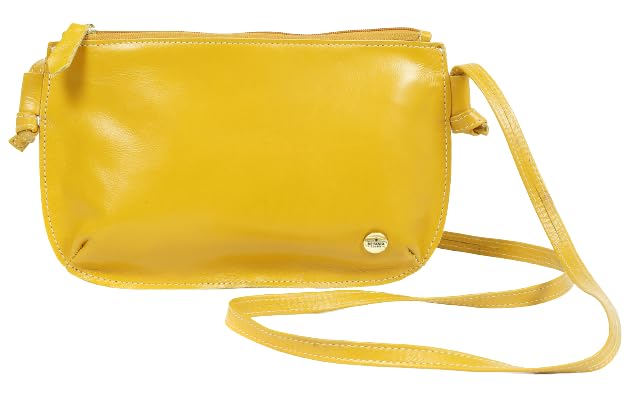 Bolsa Transversal Feminina Nina em Couro Legitimo (Mostarda)