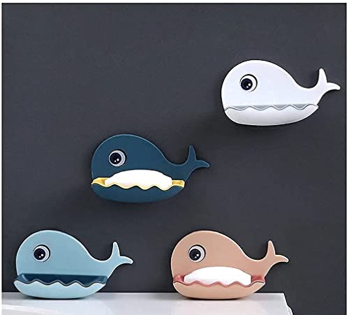 Image of MAPPERZ Fish Shape Soap Stands for Bathroom /Double Layers Plastic Adhesive Waterproof Wall Mounted Bar Soap Dish Holder Rack for Shower Wall, Kitchen, Bathroom Pack of 2