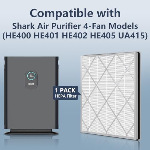 HE400/HE401/HE405 Filter Replacement Compatible with Shark Air Purifier 4 Model HE401 HE402 HE402 HE405 HE400 Replacement Filter, H13 True HEPA HE4FKPET for Shark