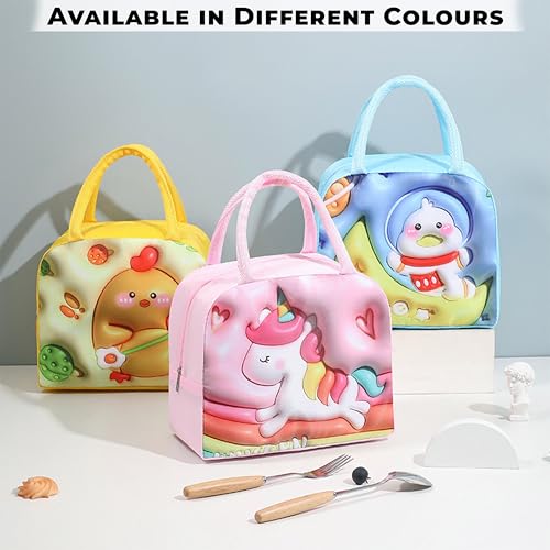 Image of Kraptick Compact & Stylish Design Printed Tiffin Bag for Children Insulated Lunch Bag for Kids Perfect Leakproof Keeps Hot and Cold Lunch Bag for School (Black Dinosaur)
