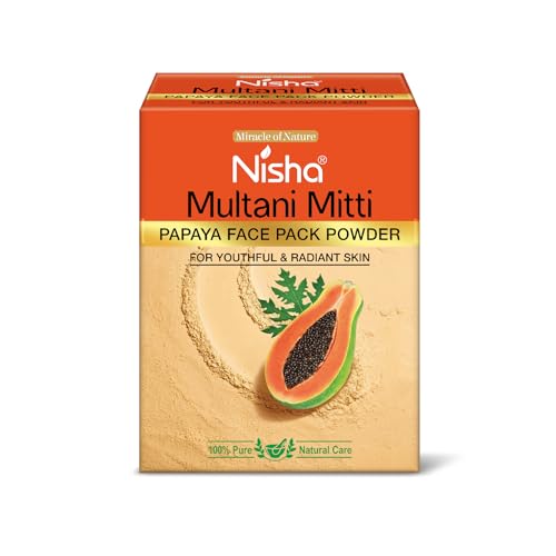 Image of Nisha Papaya Multani Mitti for Face 100g | Fuller's Earth Powder | Natural Oil Control, Acne & Tan Removal | Skin Brightening Face Pack
