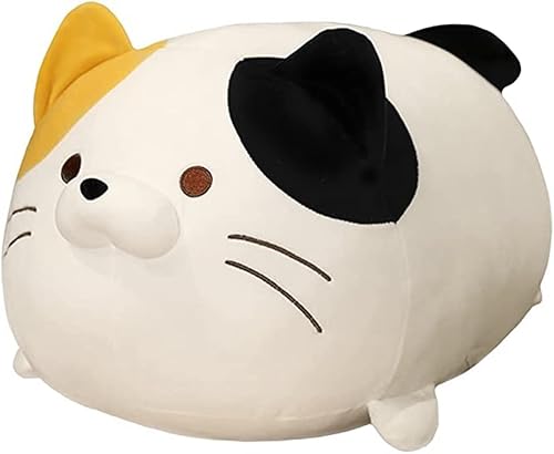 Almohada kawaii súper suave y gorda de gatito, lindo cojín de peluche de gato, regalos para cumpleaños y Navidad (blanco, 23.6 pulgadas)