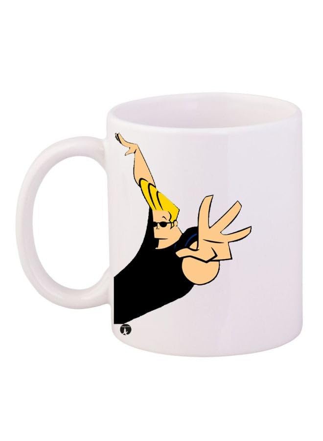 RYN Johnny Bravo Printed Coffee Mug White/Beige/Black 11Ounce - RYNmg8785