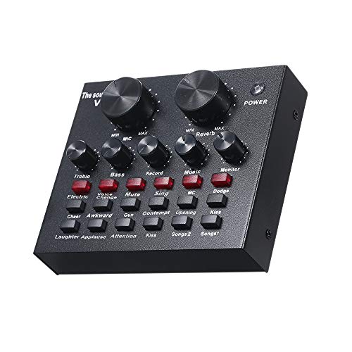KKmoon V8 Placa de Som Multifuncional, Mixer de Áudio, com Microfone