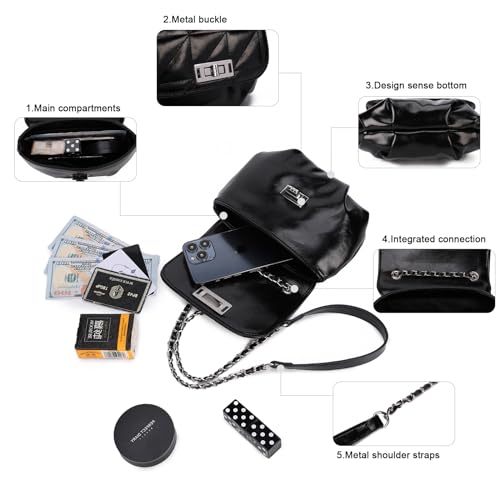 Gladdon CT45411-BLACK Small Quilted Crossbody Bags thumb #3