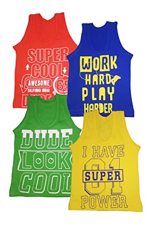 Image of Cotton Boys Vest (Multicolored, Pack of 4)