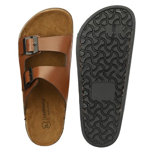 Image of Leatherful Men's premium leather slipper | Genuine Leather upper | Suede Leather Insole | PU sole | Stylish flip flop for men |