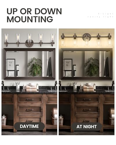 zeyu-33-5-Light-Bathroom-Vanity-Light-Farmhouse-Bathroom-Lighting-Fixture-Oil-Rubbed-Bronze-Finish-with-Clear-Glass-ZTH108B-5W-ORB zeyu 33 5 Light Bathroom Vanity Light Farmhouse Bathroom Lighting Fixture Oil Rubbed Bronze Finish with Clear Glass ZTH108B 5W ORB
