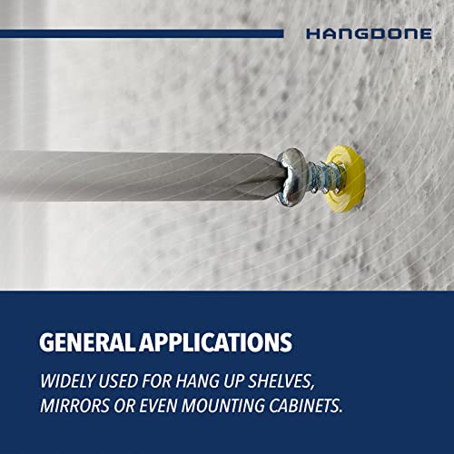 Hangdone BLX2403-VA Ribbed Wall Anchors #4-#6 7/8-Inch With Screws 100-Pack, Yellow, Plastic Anchor For Drywall/Concrete, Pan Head Phillips Screw Included thumb #4