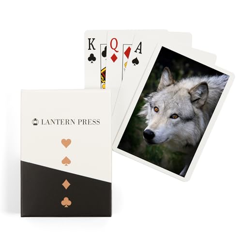 Lantern Press Wolf Face, 52 naipes póker para adultos