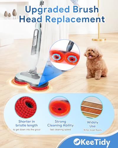 Image of Steam Mop Pads Replacement Brush Head Compatible with Shark Steam and Scrub Mop S7000 S8201 S7001 s7201 Shorter Bristle Professional Cleaning and Polishing Brush (Red, 2 Brush)