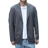 [GmrvaMen] メンズ ジャケット テーラードジャケット ストレッチ ビジネス スーツジャケット ブレザー シングル 2つボタン 細身 カジュアル おしゃれ アウター 春 秋 (チャコール, L)