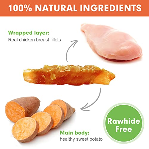 MON2SUN-Dog-Treats-Rawhide-Free-Chicken-Wrapped-Sweet-Potato-Dog-Snacks-Gluten-Grain-Free-Dog-Treats-for-Puppy-and-Small-Dogs-Chicken-156-Pound-Pack-of-1