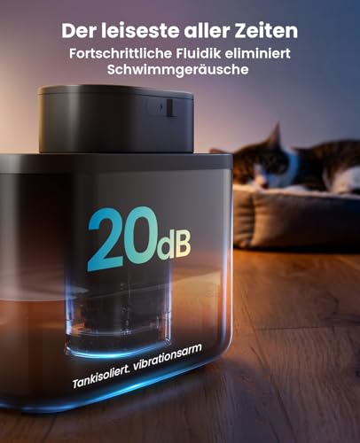 oneisall katzenbrunnen kabellos, 2.2 L trinkbrunnen für Katze kabellos mit bewegungsmelder, 20 dB ultraleise integrierte SilentFlow™-Pumpe, batteriebetrieben für Katzen, leicht zu reinigen, Schwarz