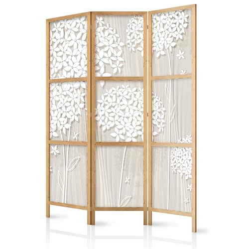 murando - Paravent Intérieur Japonais 135x172 cm - Séparateur de Pièce en Bois Naturel et Toile Imprimée - Cloison de Séparation pour Chambre - Paravent...