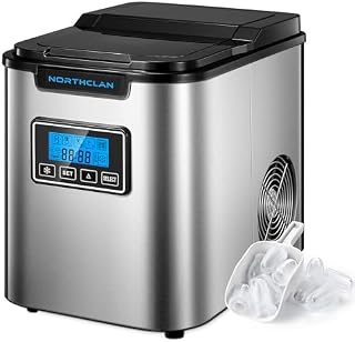 Ice Maker Machine 3 Ice Cube Sizes, NORTHCLAN Countertop Ice Cube Maker with Timer, 9 Cubes Ready in 6 Mins, 14kg in 24Hrs, Self Cleaning, LED Display, 2.3L Water Tank, for Home/Kitchen/Office/Bar