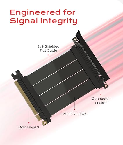 Image of LINKUP - AVA5 PCIE 5.0 Riser Cable | RTX5090 RX9070 GPU Ready | x16 128GB /s Speed | Compatible with PCIe 4.0 & WRX80 /WRX90E | Straight, Black 5cm (Total Length 9cm)