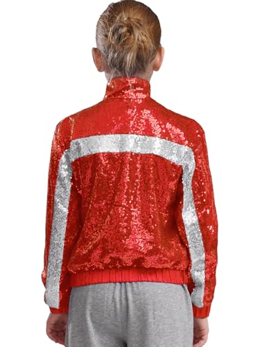 Kids Sequins Jacket Girls Shiny Bomber Jacket Glittery Outerwear Spring Fall Full Zip Up Dance Coat2