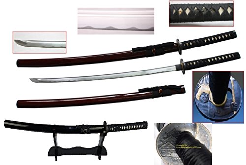 www.mysticalblades.com New Handmade Battle Ready Razor Sharp Japanese Samurai War Lord Toyotomi Hideyshi Wakizashi Katana Sword with Stand