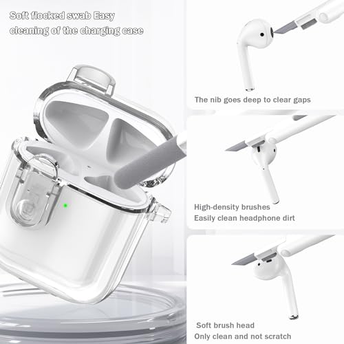 Image of for Airpod Case with Cleaner Kit, Crystal Clear Cover | Highly Transparent Anti-Yellowing TPU,Shockproof,Scratch-Resistant,Travel-Ready Keychain Cover for Work,Gym&Daily,white