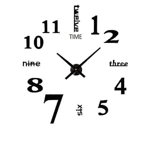JOYHAPPST Dww-30cm DIY Grande Horloge murale autocollant noir salon Chambre Horloge Murale Mouvement Couple lev