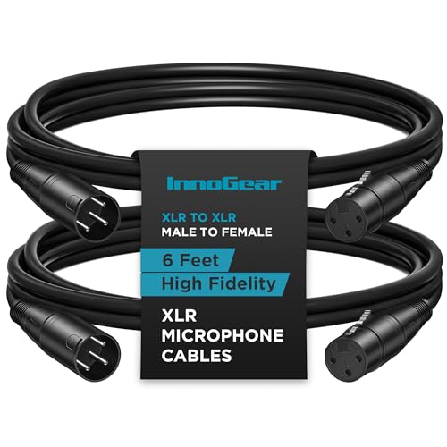 InnoGear XLR Microphone Cable 6 Feet 2 Pack Male to Female 3-Pin Balanced XLR Mic Cables Cord for Speaker Podcast Audio Mixer