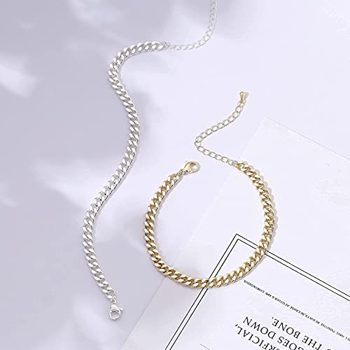 Viromy Dainty Gold Chain Bracelets For Women 18K Gold Filled Simple Cuban Link Chain Curb Link Chain Paper Clip Toggle Bracelet For Women Girls Jewelry Gifts #TOP4