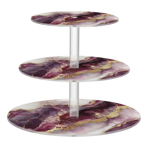 Zathe Marble Burgundy White Acrylic Circular Tray Spill-Proof Three-Layer Pallet Dressing Room