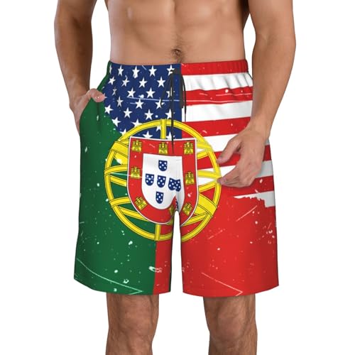 America and Vintage Portuguese Flag Mens Beach Short Quick Dry Board Shorts Swim Shorts Bathing Suit3