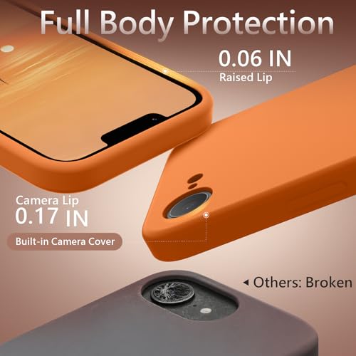 Image of FireNova Magnetic for iPhone 17e Case /iPhone 16e Case, Compatible with MagSafe, [Silicone Camera Protection] Microfiber Lining Phone Case, 6.1 inch, Orange