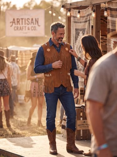 Image of Men's Western Suede Leather Vest
