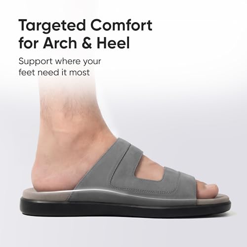 Image of Frido Comfort Dual Strap Sandals for Men with Bounce Back Cushioned Footbed, Zero Drop Sole for Arch Support Pain Relief, Lightweight Anti-Skid, Adjustable Velcro Casual Sandals