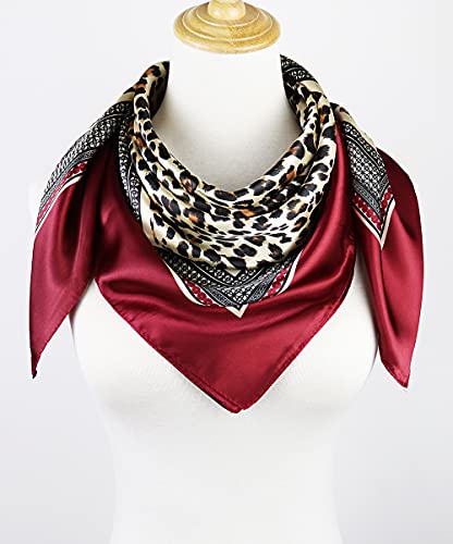 Image of Women's 35 inch Satin Square Silk Like Hair Scarves and Wraps Headscarf for Sleeping | Silk Feel Neckerchief, Hair Scarf, Fashion Bandana, Headscarf, Headband, Hair Wrap Sleeping, Daily Fashion Styling